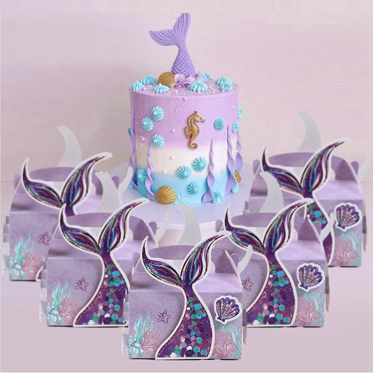 Mermaid Theme Birthday Candy Box Gift Boxes Birthday Party Decorations ...