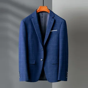 2026 New Men's Plaid Slim Business Single Breasted Notch Lapel Center Vent High Quality Suit Jacket for Men