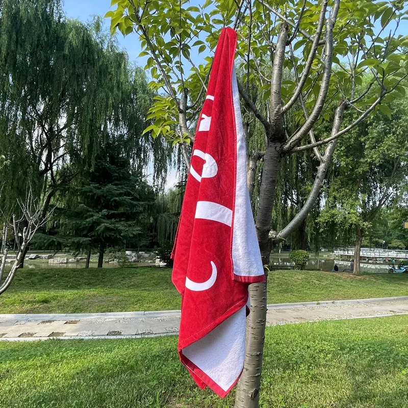 Custom Logo 100 Cotton Terry Absorbent Printed Thick Bath Towel Beach