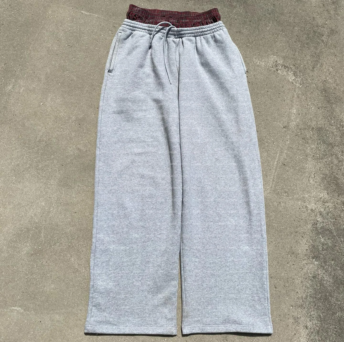 Custom Loose Trousers Blank Wide Leg Sweat Pants 100% Cotton French Terry Double Waist Straight Trackpants Flared Sweatpants Men