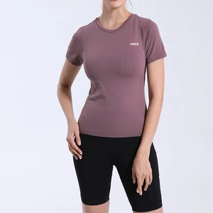 Sale Custom Logo Fitness Athletic Clothings Shorts Sleeve Crop Top Womens Gym Yoga Top T-Shirts Activewear