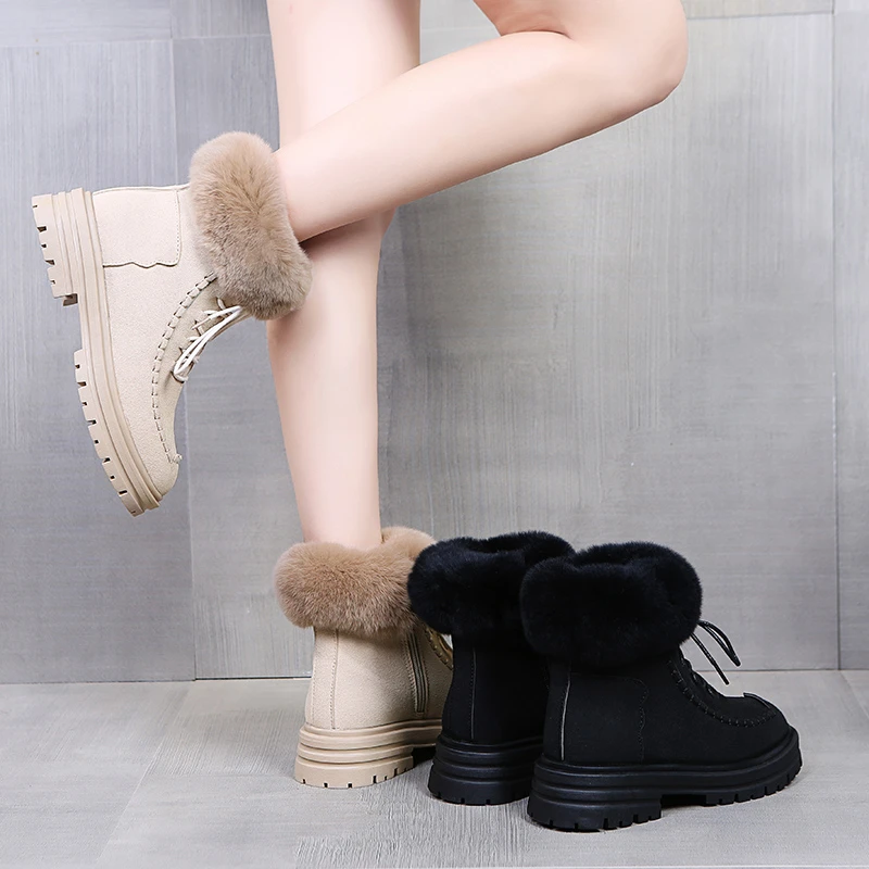 Женские Зимние флисовые ботинки-мартинсы Moyo, Резиновые Нескользящие большие хлопковые ботинки из ТПР, модные женские зимние ботинки, Прямая поставка