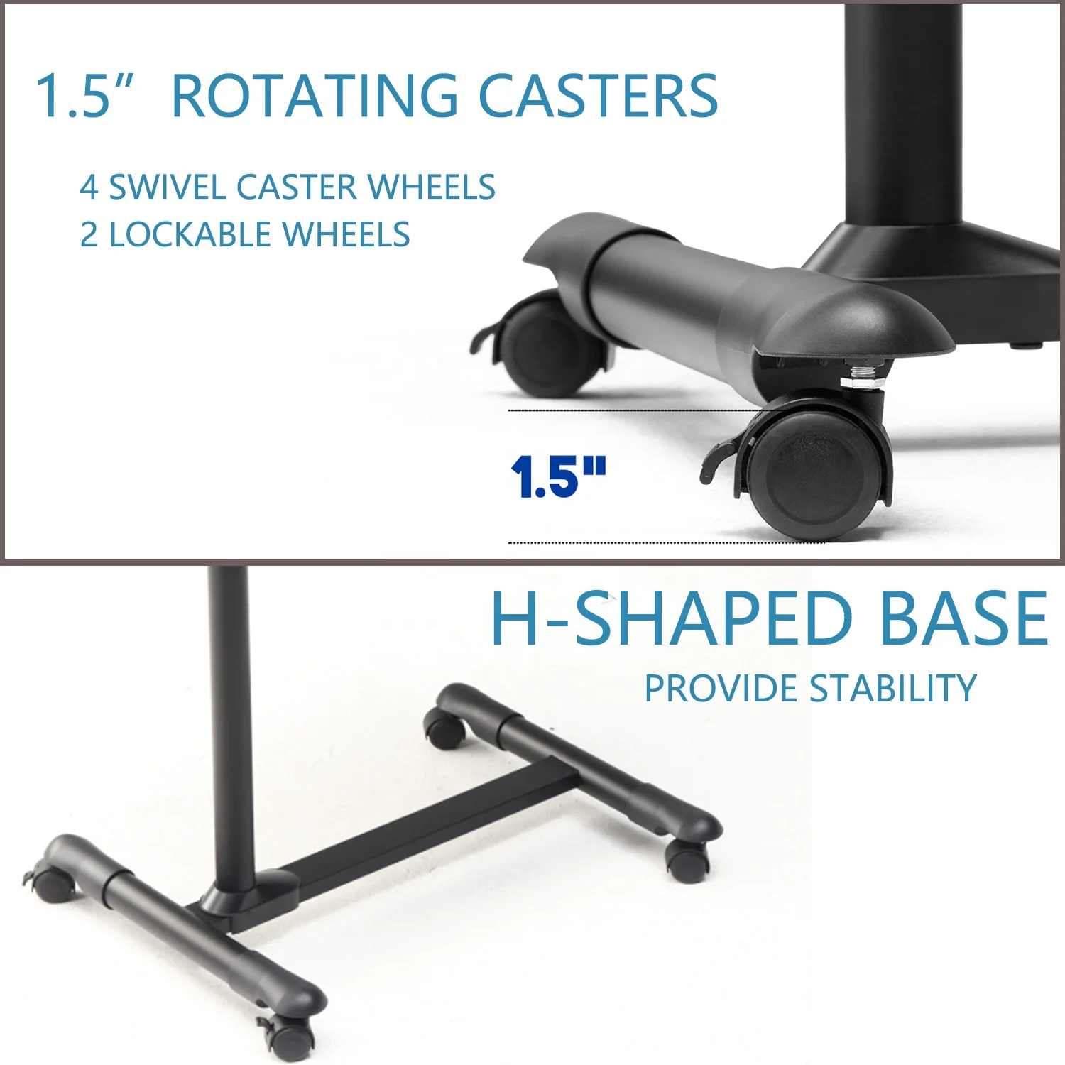 Overbed Table Hospital Bed Table Swivel Wheel Rolling Tray Adjustable Over Bedside Home Desk Laptop Table