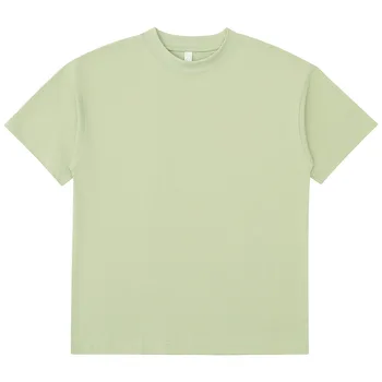 Organic Cotton T-shirt 245g Men Heavy Thick Collar T Shirt Blank Plain Custom LOGO High Neck Boxy Fit  sports Mens T Shirts