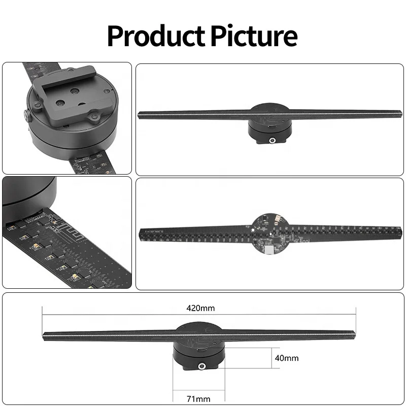 Advertising Machine Projector WIFI APP 42cm 3d Fan Holographic Display HD LED Holographic Display 3D Hologram Fan