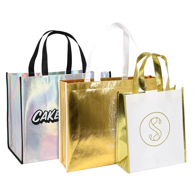 Luxury Colour Laser Non-woven Bags Reusable Promotion Tote Shopping Bag details