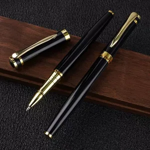 Manufacture Wholesales High Quality Luxury Black Gold Elegant Personalized Logo Metal Roller Ball Pen
