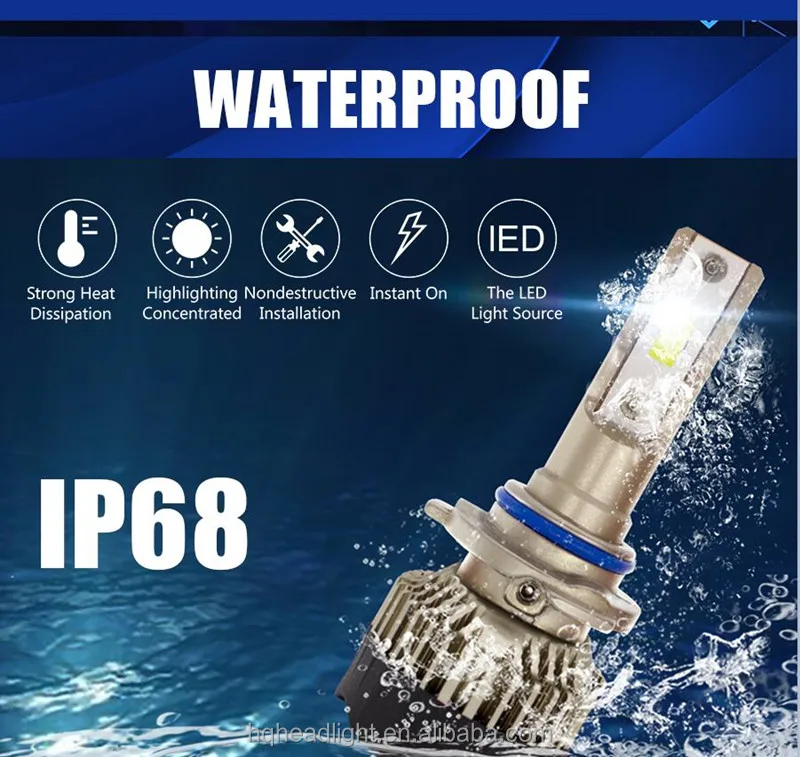 Factory Led Headlight Bulb Super Bright A12 6000k 4400lm 52w Pair Led