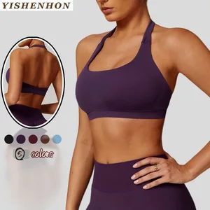 YISHENHON 2026 Women's Active Wear Beautiful Seamless Gym Yoga Sport Halter Bra New Product for Running & Fitness Top Tank