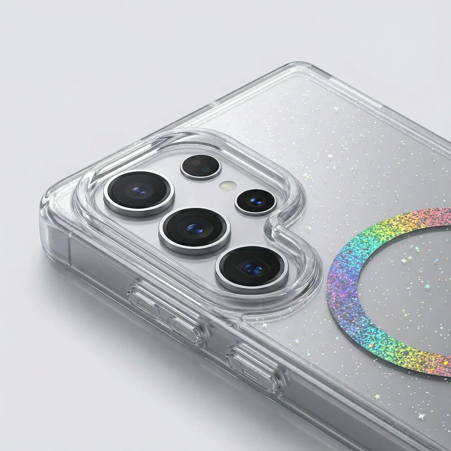 Factory Direct Laser Glitter Magnetic Ring Case for Samsung Galaxy S26 Ultra S25 S24 Transparent IMD PC TPU Protective Cover