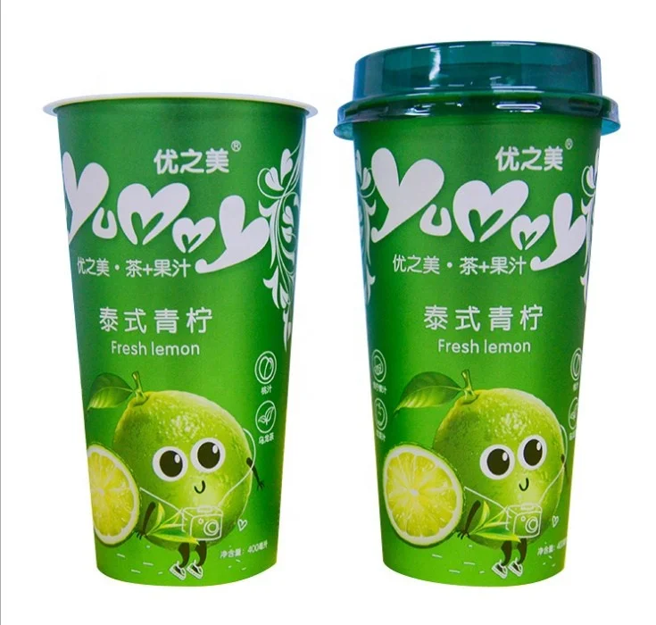 14 унций 400 мл впрыскиваемая чашка Boba для молока и чая в форме этикетки для напитков сока Питьевая полипропиленовая чашка IML чашка с крышкой для заводов