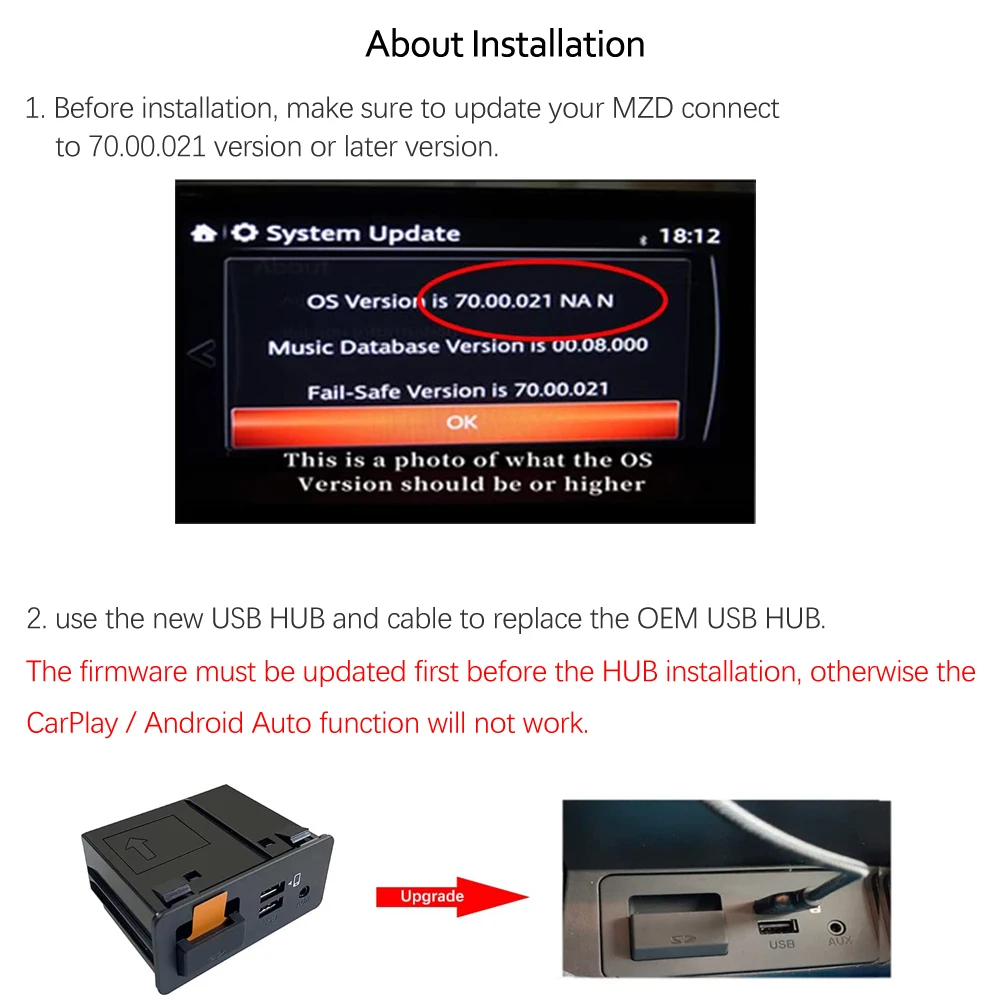 Road Top Automotive Electronics TK78-66-9U0C Apple CarPlay Android Auto USB  Adapter Hub for Mazda 6 Mazda6 2015-2020| Alibaba.com