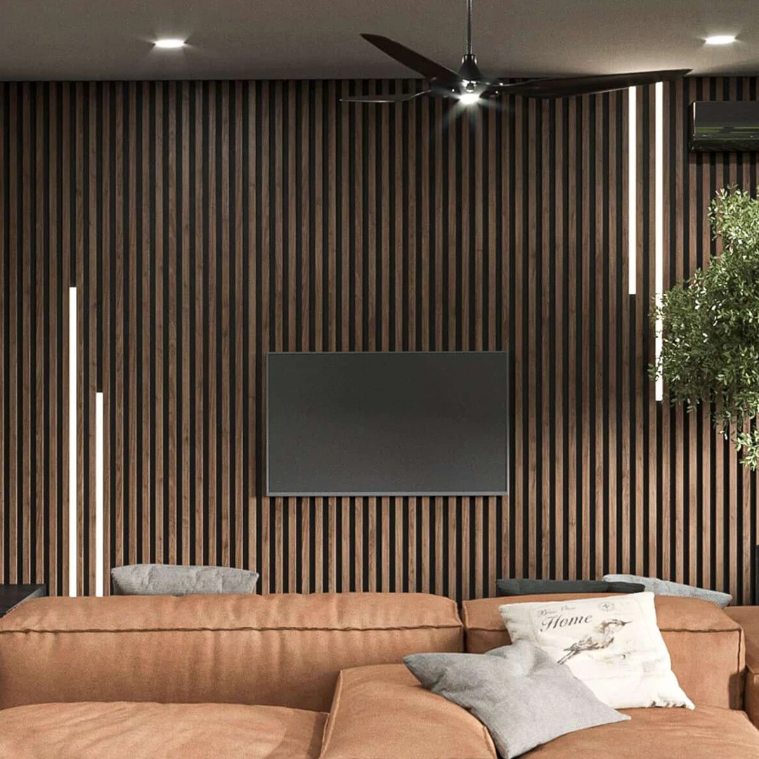 Высококачественные светодиодные деревянные стеновые панели Звукоизолированные МДФ акустические для гостиной