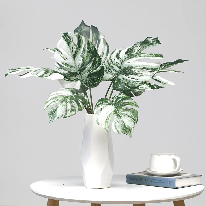 Y-M008 Wholesale Artificial Leaves Faux Monstera Variega Artificial  Variegated Monstera Leaves for Home Wedding Party Decoration| Alibaba.com