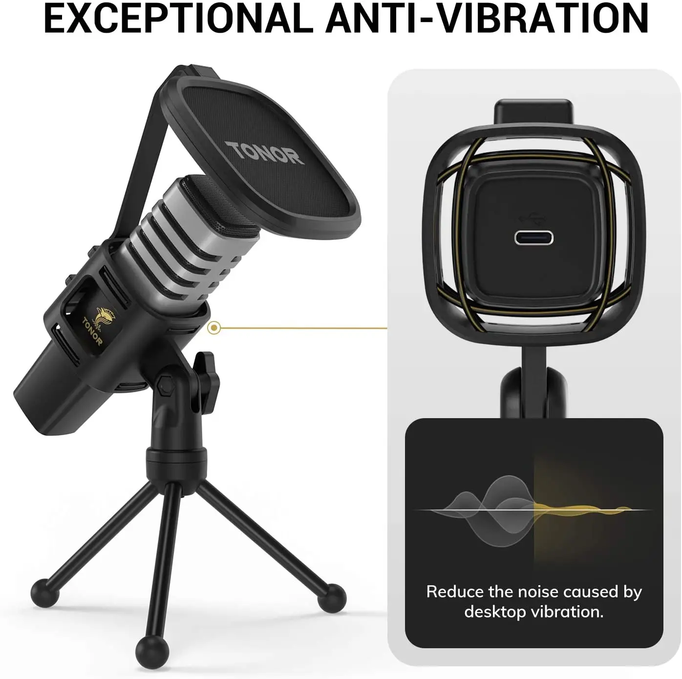 2025 TONOR TC30 Cardioid Condenser Mmicrophone for PC PS4 PS5 with Tripod Stand