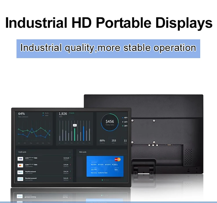 18.5 Inch Industrial Display HD-MI USB Resistive Touch Wide Screen Plastic TFT VESA Wall Mounted Industrial Monitor