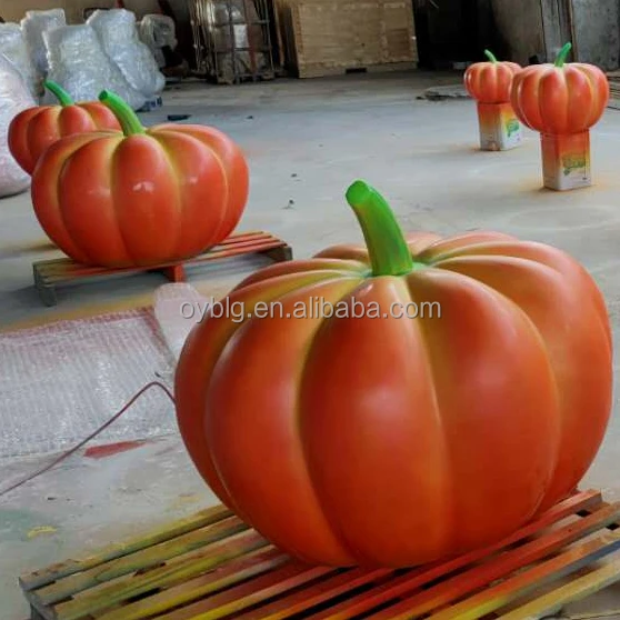 Big Fiberglass Pumpkin With Light Outdoor Statues Large Size Outdoor