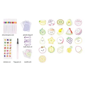 Novel Toys 3D Foam DIY Fruit Kneading Set 21 Themes 12 Markers 4 PV Bags 4 Hanging Chains ballpoint Pens 1 Waterproof Sticker