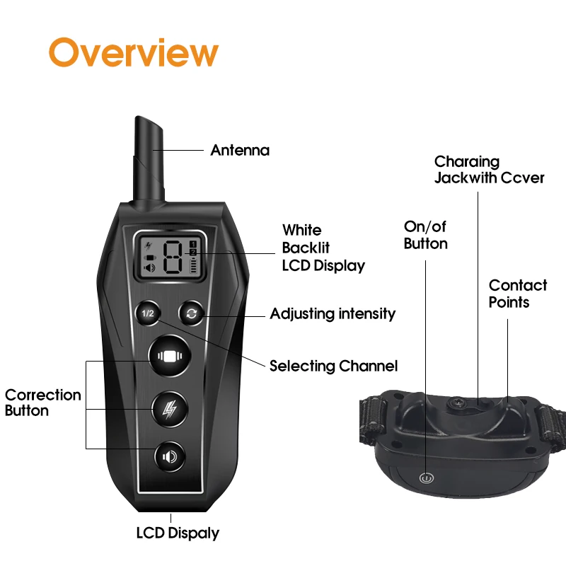 Ipx7 Waterproof Remote Training Collars Shock Collar Dog Training Electric Shock Collar For Dog