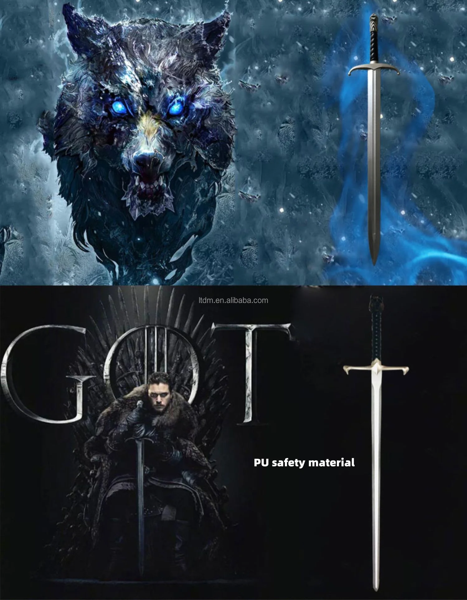 Hot Sale Game Of Thrones Pu Weapons Needle Ice Sword Valyrian Steel
