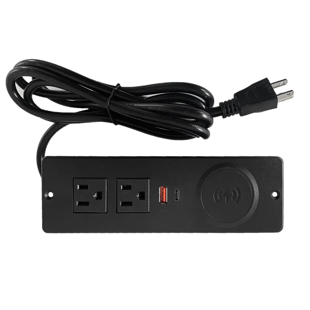 2M Furniture Flush Mount Desk Outlet with 15W Wireless Charger