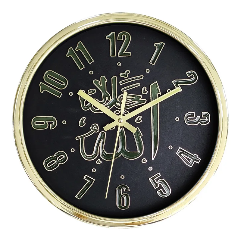 Исламские 11-дюймовые круглые пластиковые настенные часы эпоксидная смола экологически чистый капельный клей Светящиеся Настенные Часы