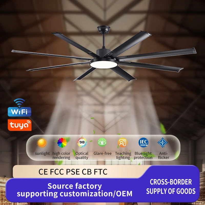 Popular Energy Saving 72 Inch Electric Ceiling Fan with LED Light Remote Control Outdoor Use Low Noise & Strong Wind