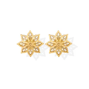 Original Design Fashion Metal Gold Plating Hollow Out Flower Statement Earrings Jewelry for Women