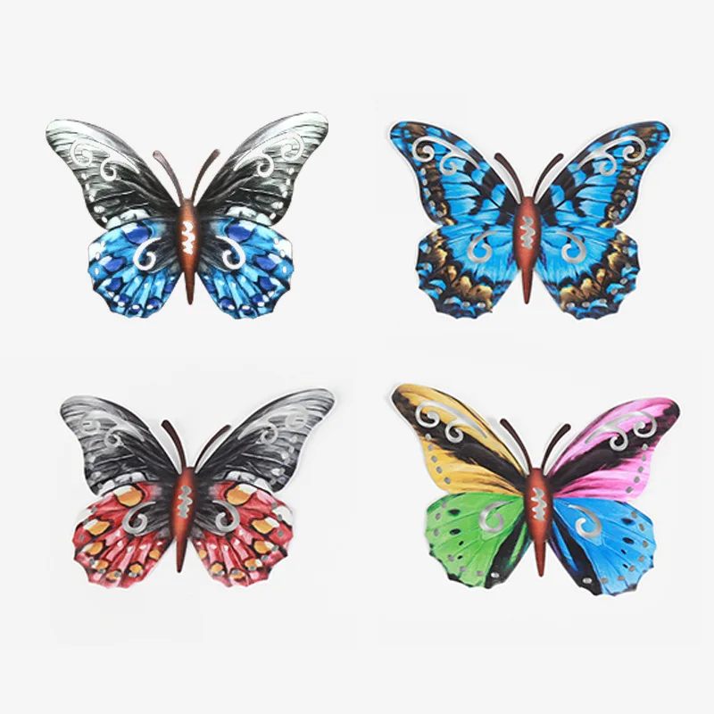 Metal Butterfly Wall Art, Butterflies Wall insect Sculpture Hanging for Indoor and Outdoor, 4 Pack