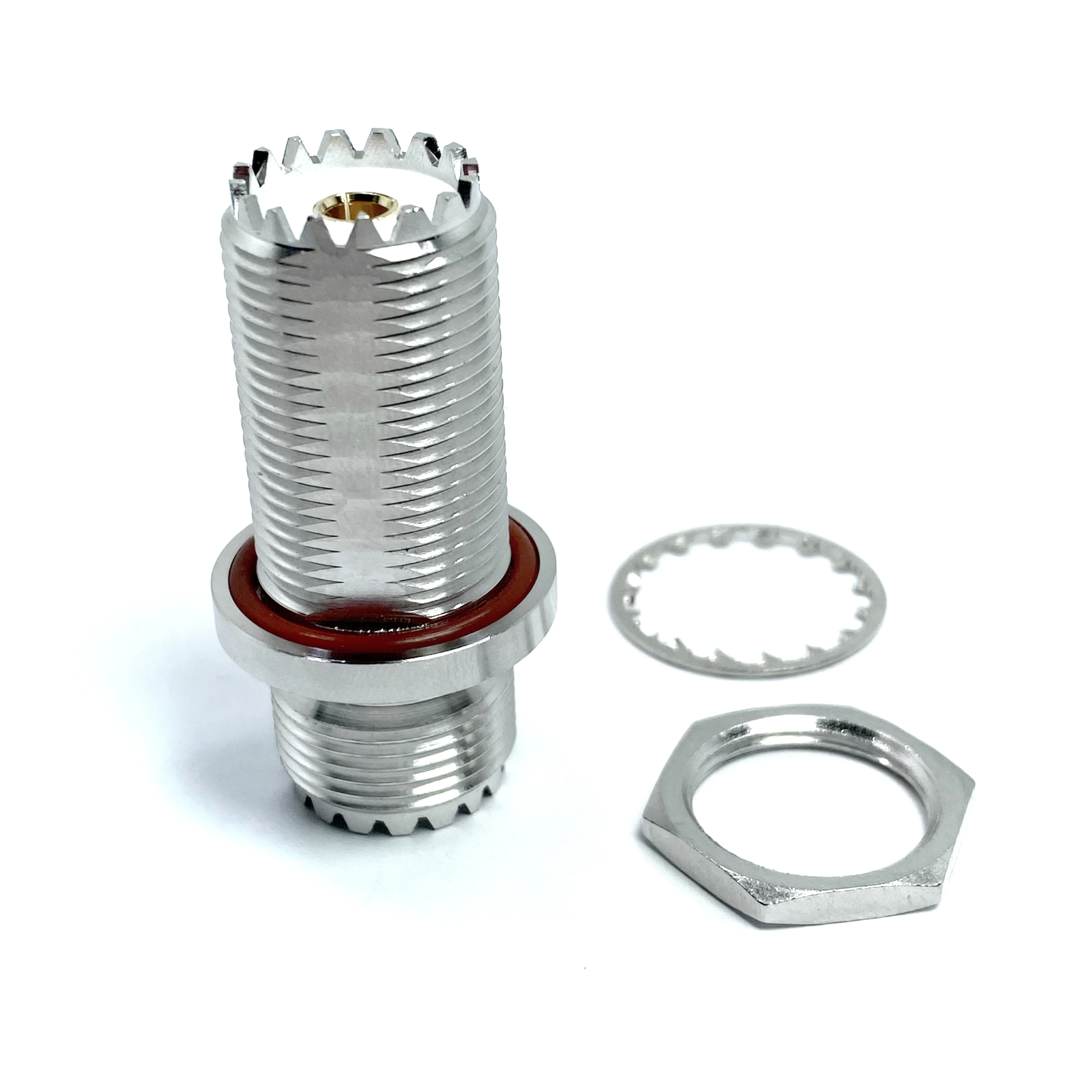 Factory Price RF Straight UHF Bulkhead Jack female to UHF Jack female Coax Adapter in stock