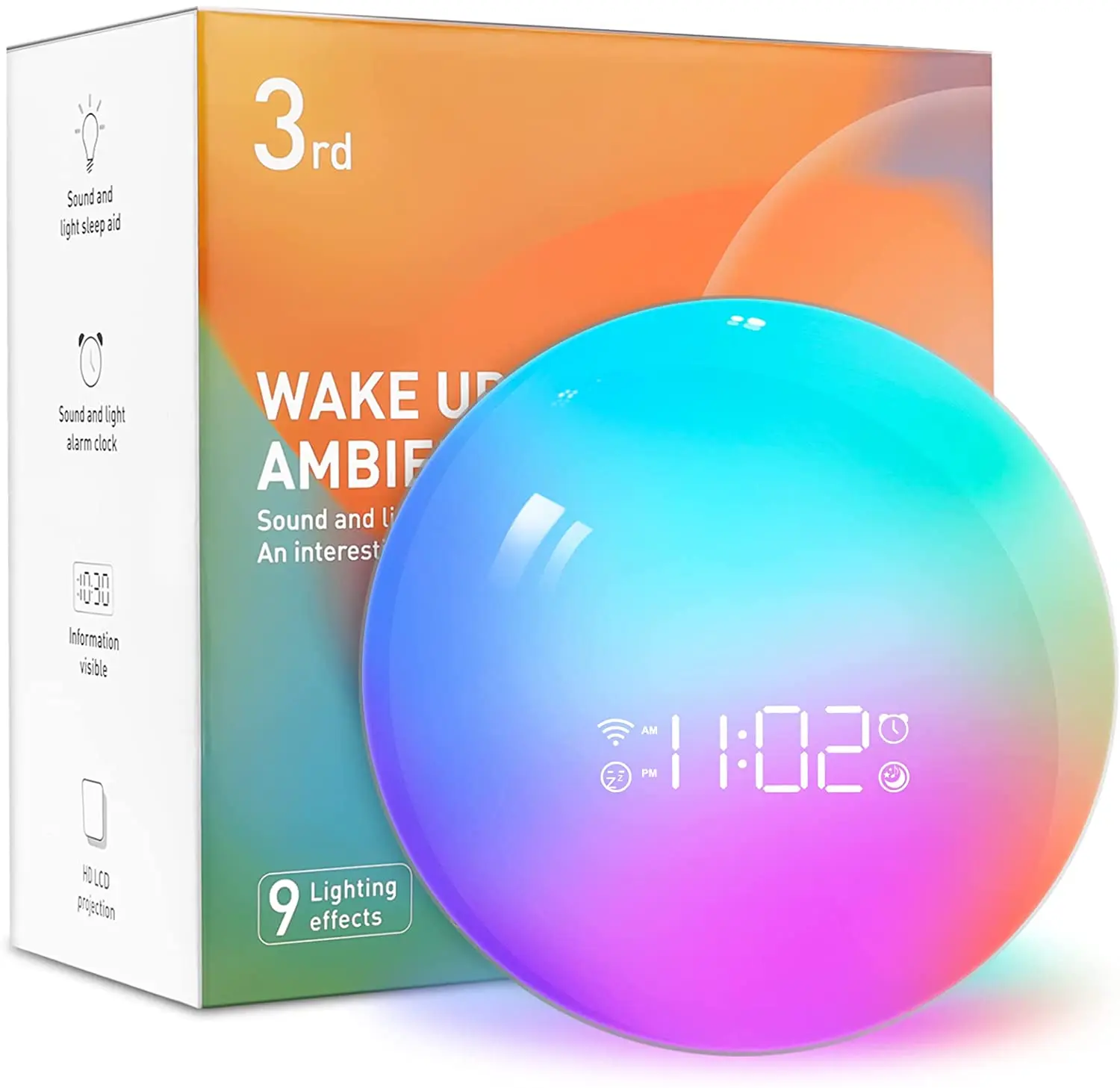 Adjustable Wake Up Light Clock Wakeup Sunlight Full Screen Gradient