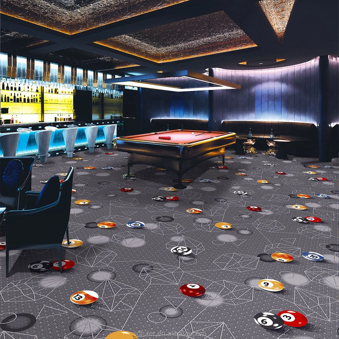 Custom Dark Color Nylon or Polyester Wall to Wall Movie Cinema Carpet Roll New Design