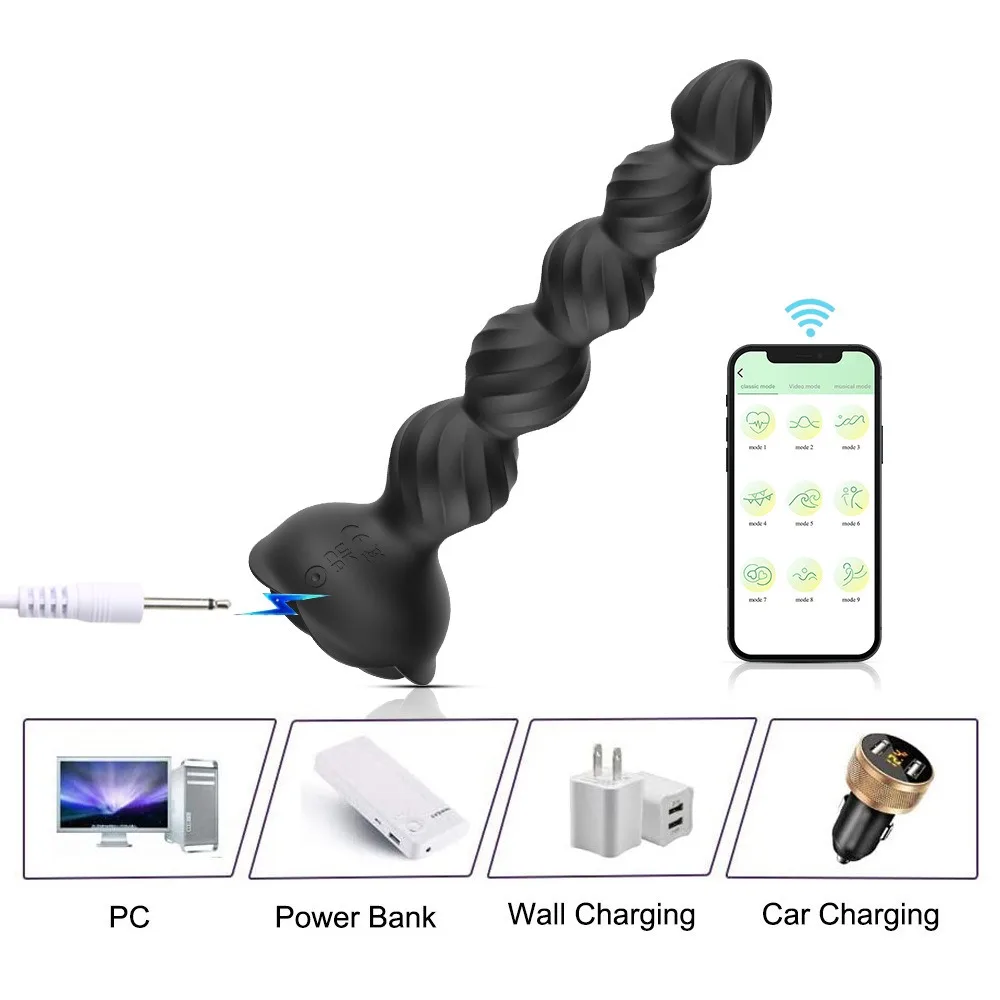 App Control Anal Plug Vibrator Wireless Led Flashing Anal Beads 10 Vibrations Anal Toy Butt Plug Male Sex Toy Prostate Massager
