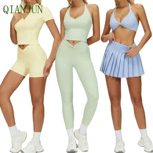 Hot Design Women Gym Fitness Tracksuit Half Zipper Outdoor Running Slim Fitting Sportswear Shirt High Waist Sports Pants Sets