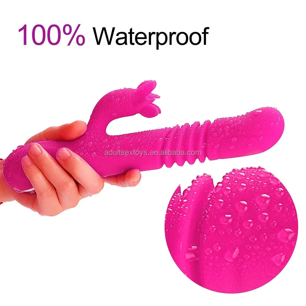 3 in 1 Rechargeable Rabbit Vibrator Thrusting Dildo 20 Modes Heating & Rotating Dual Motors Woman's Sex Toys