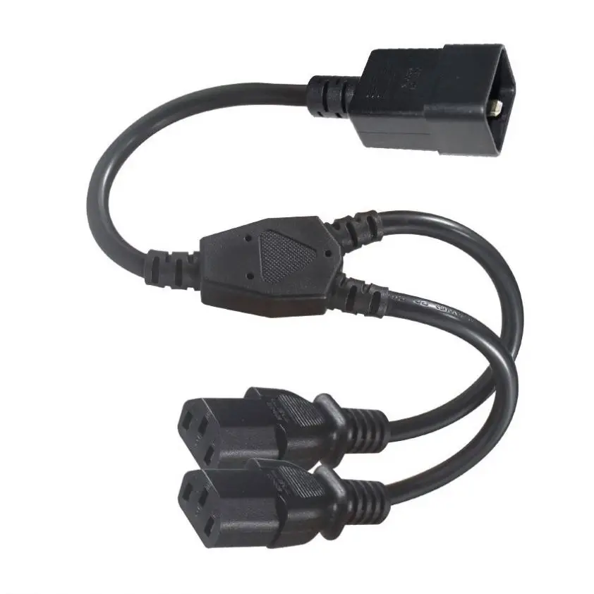 Cable 3 Splitter Double Power Extension Cord Conector Pdu 2 Way Plug Connector Y Type Iec320 C20 Male to 2X C13 Dual Female