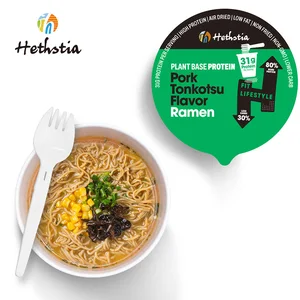 100% Plant-Based Keto-Friendly Cup Instant Noodles Ready to Eat Low Carb High Protein Pork Tonkotsu Flavor Ramen Box Packaging