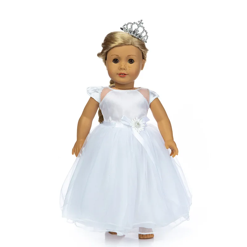 Details about   45cm Girl Doll White Wedding Dress with Flower Fit for 18 Inch American Doll 