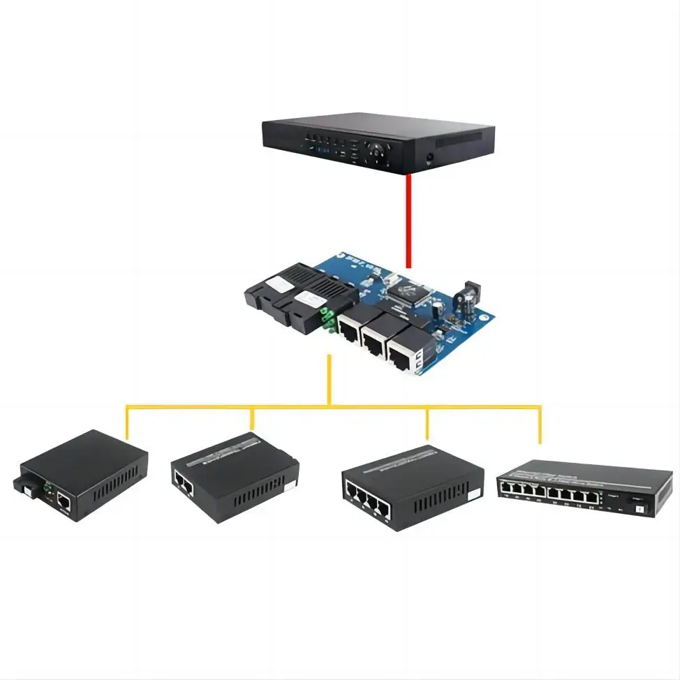 Switch Pcb Fiber Optic A/b Switch 5port 100mbps Network Fiber