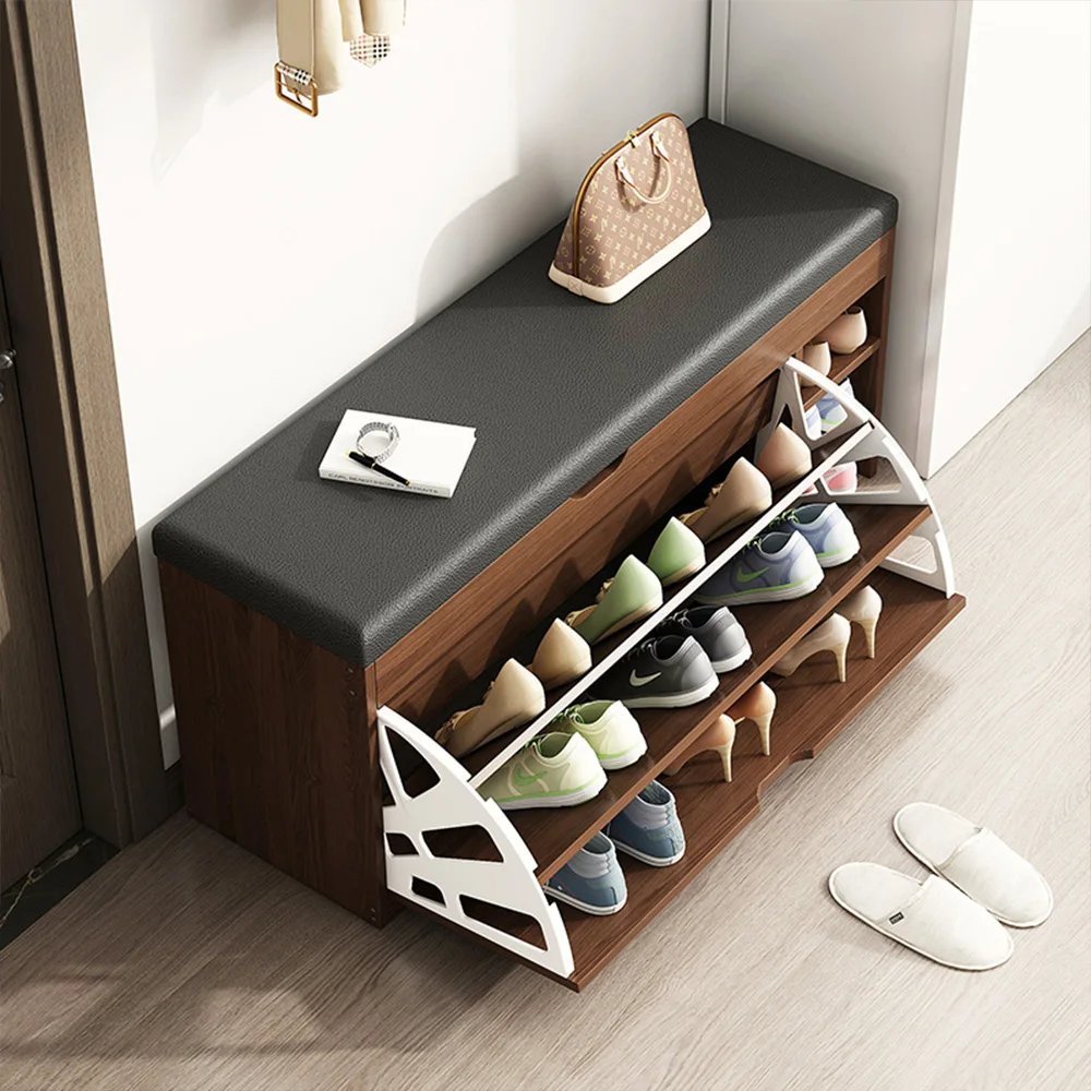 Modern Wooden Shoe Rack Designs for a Stylish Living Room
