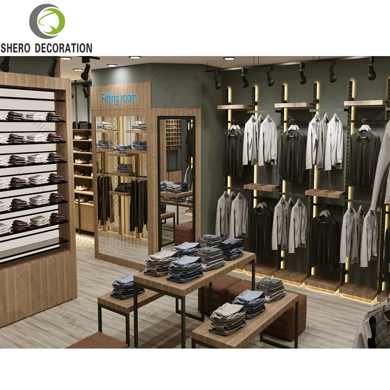 Custom Men's Clothing Display Shelves Eco-Friendly Durable
