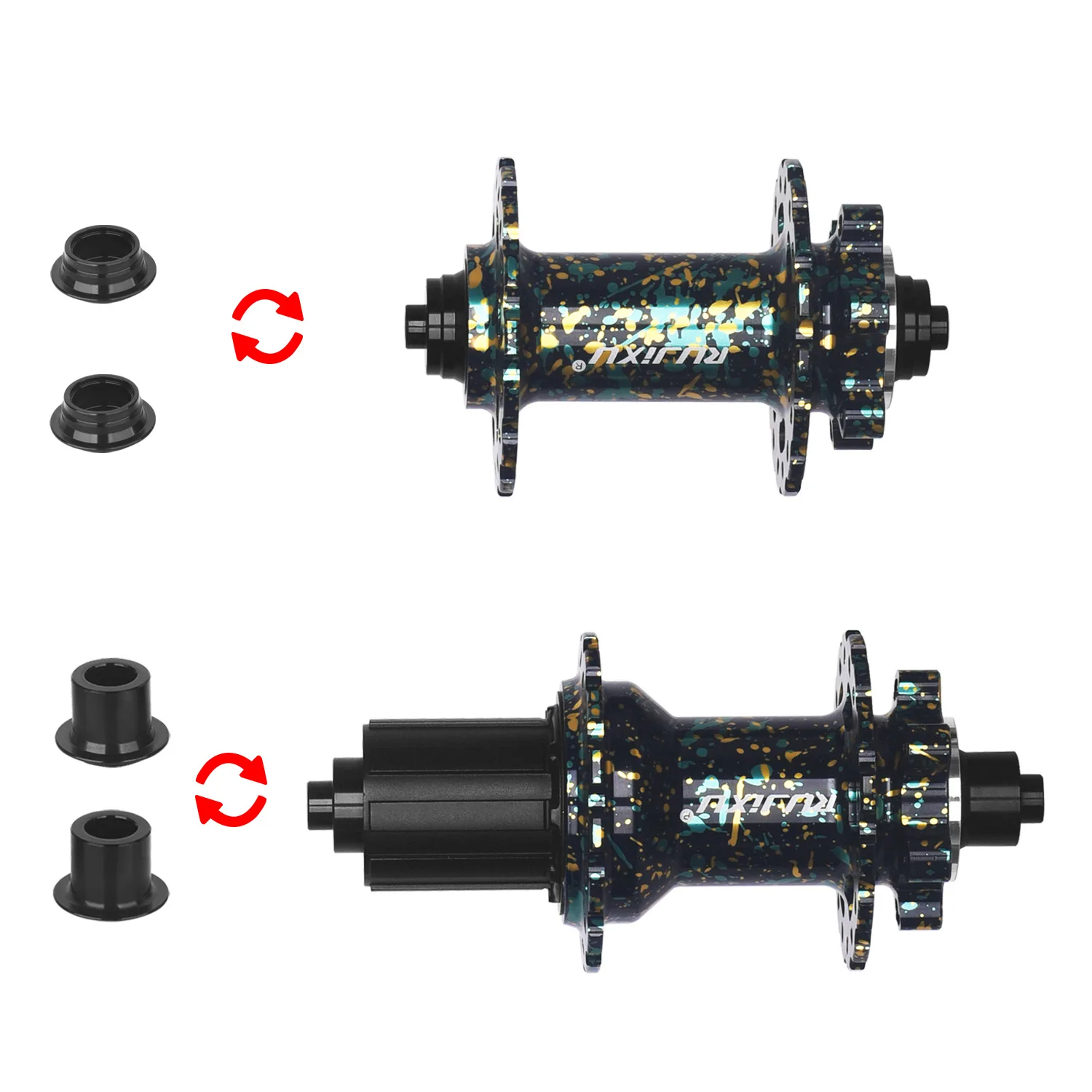 Paire Moyeux VTT Frein à Disque - 32 Trous - Compatible 8 à 12 Vitesses Shimano