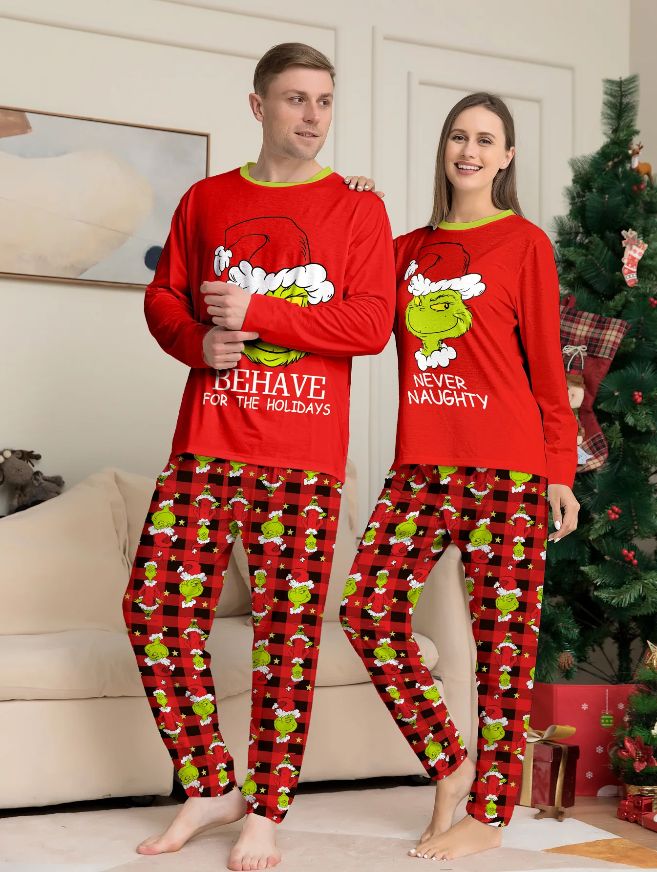 Couple Custom Set Women Cotton Pajama Sets Family Christmas Pajamas Digital  Printing Knitted Breathable Printed Pajama for Men - Main Image
