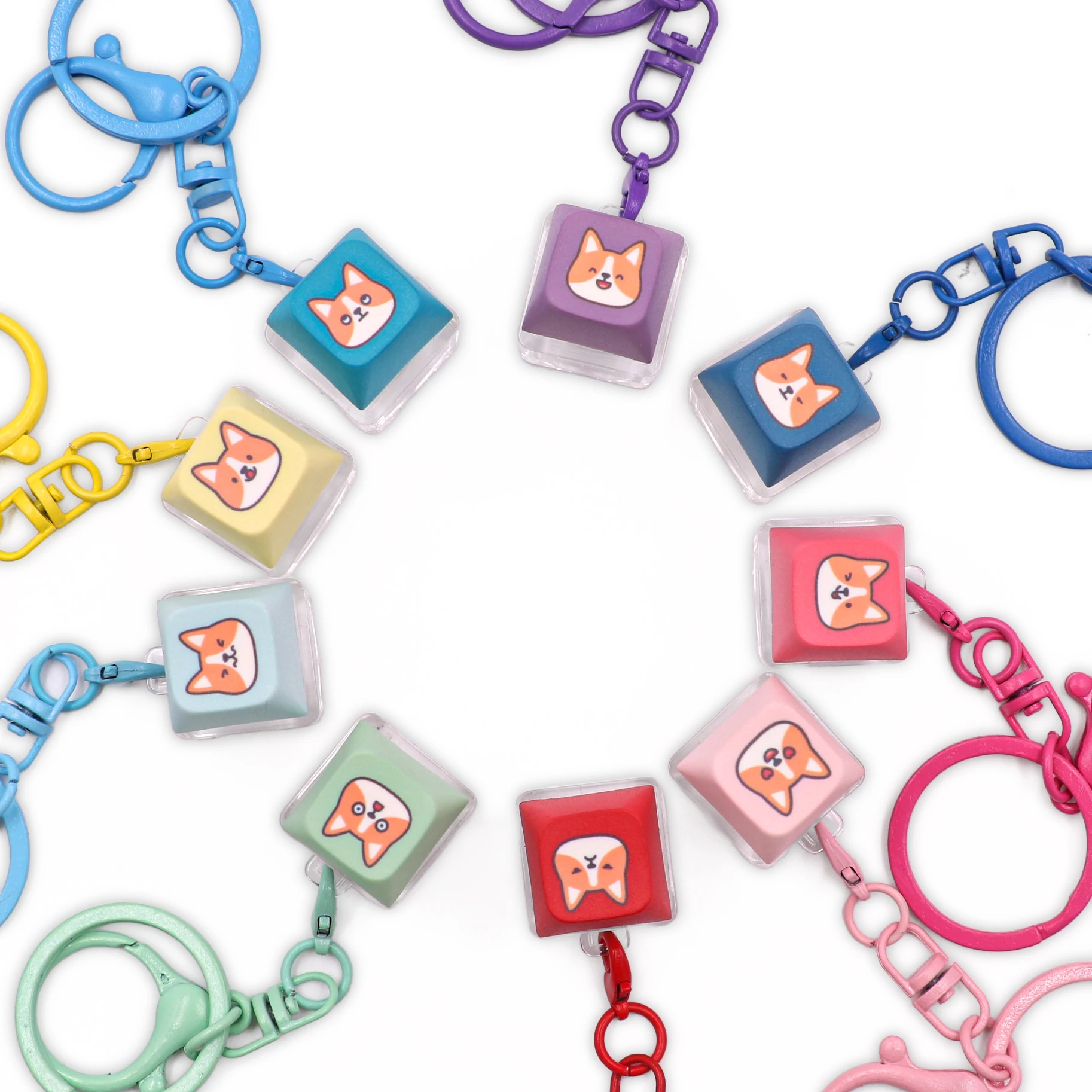 Custom Design LED Keycap Fidget Keychain Keyboard Click Fidget Kawaii Keychain Multiple Color Options Stim Toy Stress Relief