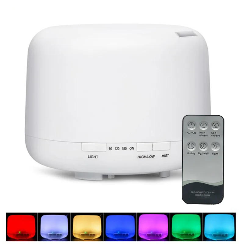 Electric 500ML Ultrasonic Aromatherapy Diffuser Essential Oil Diffuser 7 Colours Mist air Humidifier for Home Office