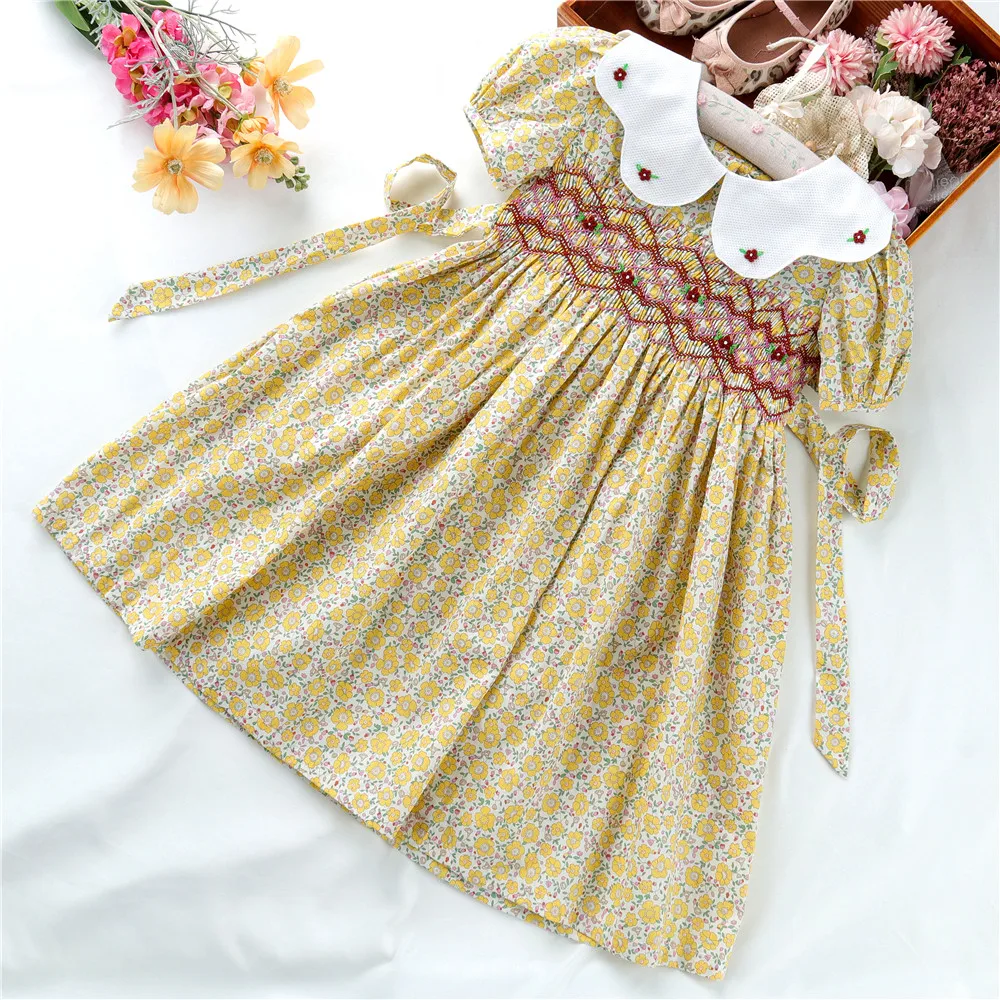 summer wholesale big girls dresses flower floral baby frock cotton children clothes C41283 4 12 years