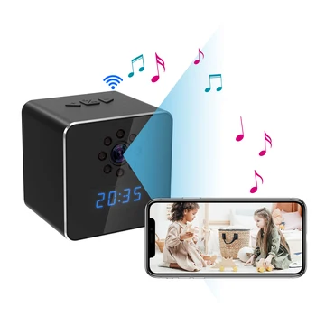 1080P WIFI Camera Bluetooth Speaker Clock camera with Night Vision Motion Detection Remote Viewing for Home Security Camera