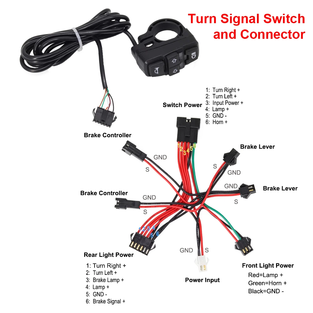 New Image Electric Bike Spare Parts in Switch Wuxing DK336 12V-52V  Frontlight+Horn+Turning Light Multifunction Switch 8-way