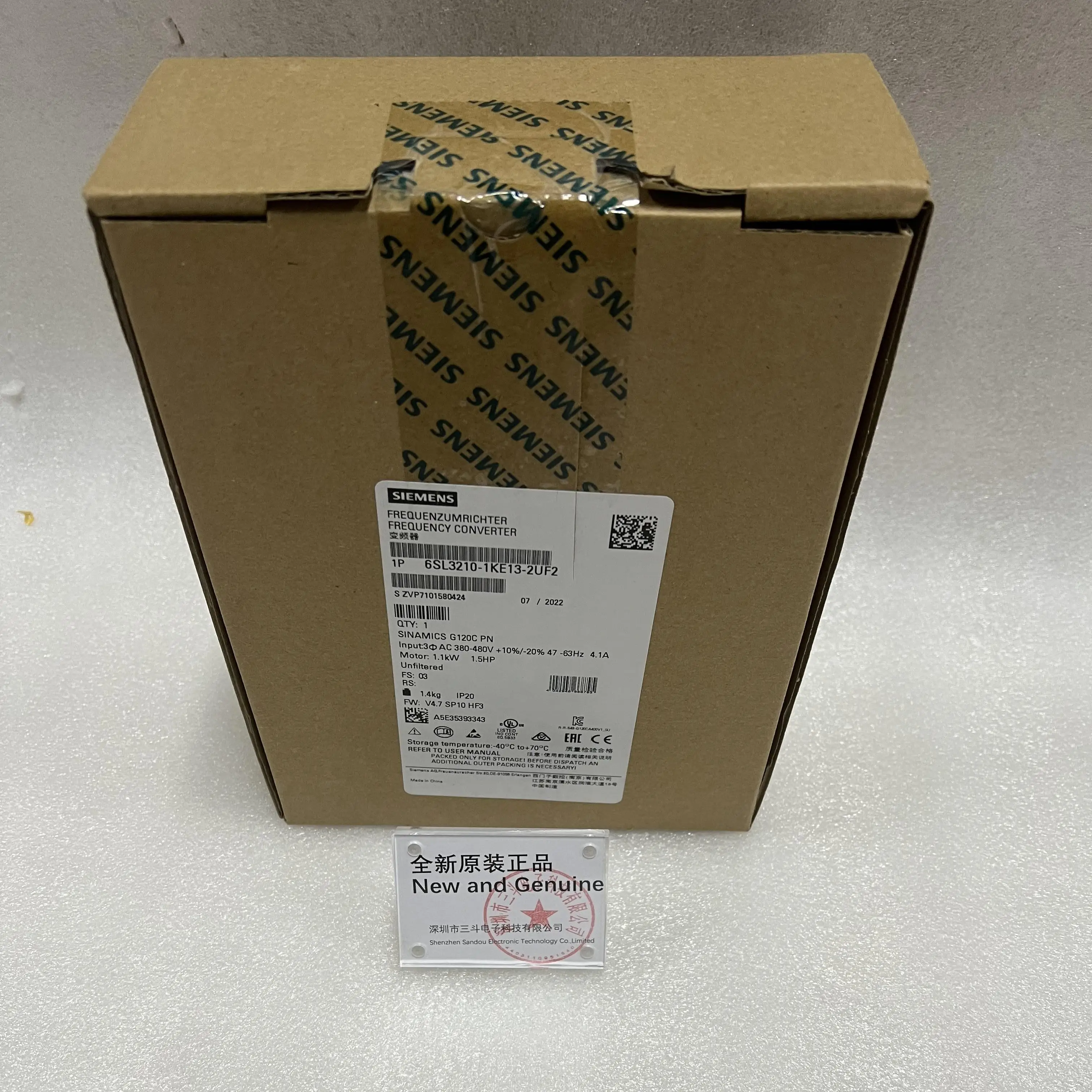 Siemens SINAMICS G120C Frequency Converter 6SL3210-1KE13-2UF2 Siemens SINAMICS G120C Frequency Converter 6SL3210-1KE13-2UF2