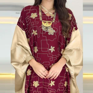 AB391 Arab Muslim Women's Embroidered 4 Color Dress Fashion Jalabiya